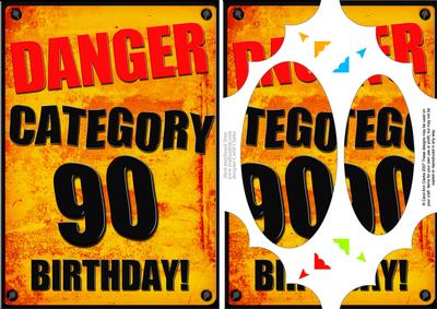 A5 Fun Novelty 90th Birthday Scallop Corners and Pyramage