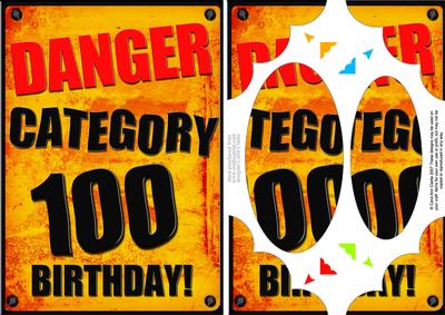 A5 Fun Novelty 100th Birthday Scallop Corners and Pyramage
