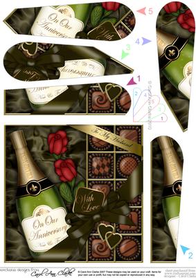 Husband Anniversary Champers Chocs & Roses Fan Pyramage