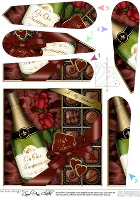 Husband Anniversary Champers Chocs & Roses Fan Pyramage