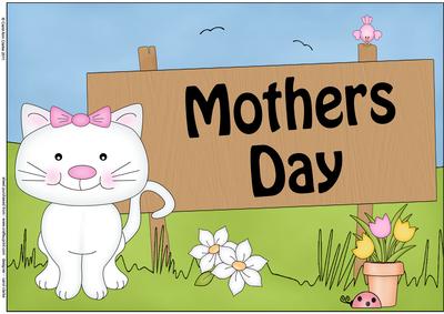 A4 Cute Cat Mothers Day Card Topper
