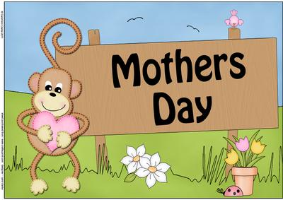 A4 Chunky Monkey Mothers Day Card Topper