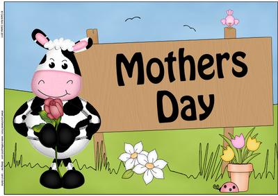 A4 Milly Moo Cow Mothers Day Card Topper
