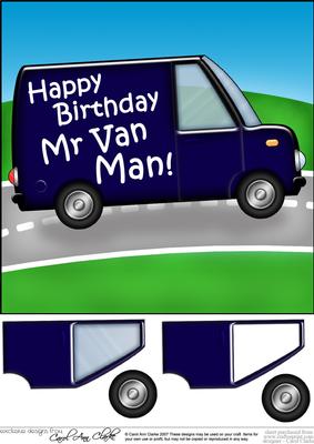 8 x 8 Happy Birthday Mr Van Man with 3D Decoupage