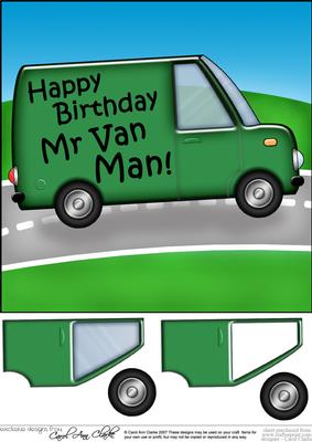 8 x 8 Happy Birthday Mr Van Man with 3D Decoupage