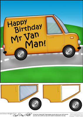8 x 8 Happy Birthday Mr Van Man with 3D Decoupage