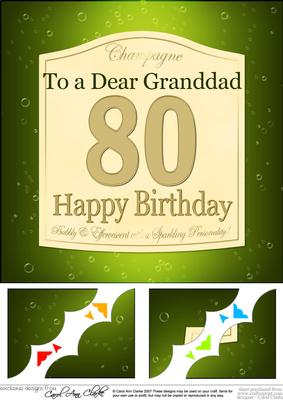 8 x 8 80th Birthday Granddad Champagne Label
