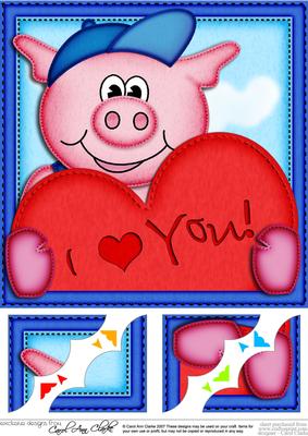 8 x 8 Ziggy Piggy's Heart Scalloped Corner Topper
