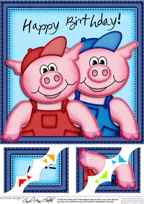 8 x 8 Ziggy & Syd Piggy Scalloped Corner Topper