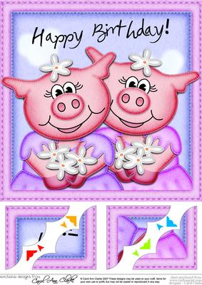 8 x 8 Zoe & Isa Piggy Scalloped Corner Topper