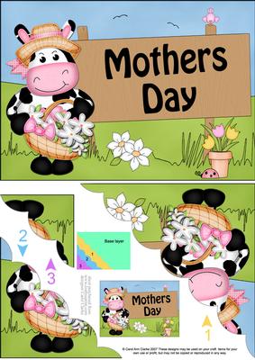 5x7 Milly Moo Cow Mothers Day Scallop Corner