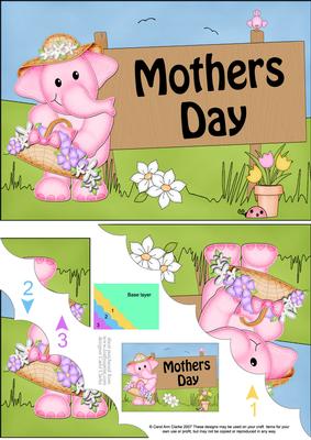 5x7 Lola Elephant Mothers Day Scallop Corner