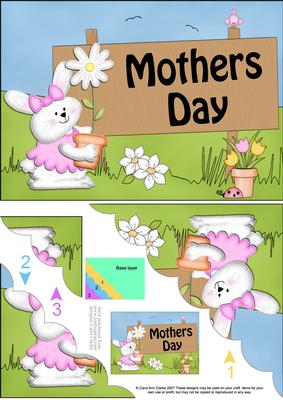 5x7 Little Bunny Mothers Day Scallop Corner