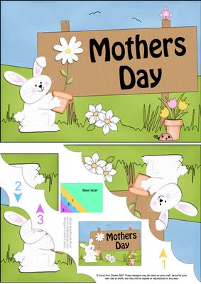5x7 Little Bunny Mothers Day Scallop Corner