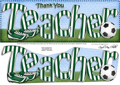 Large Dl Thank You Teacher Football 3D Decoupage