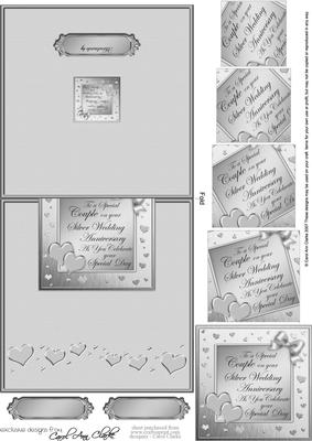 Silver Wedding Anniversary No-hole Over the Edge Card