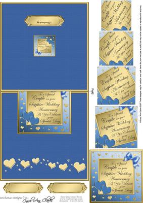 Sapphire Wedding Anniversary No-hole Over the Edge Card