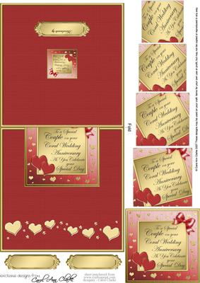 Coral Wedding Anniversary No-hole Over the Edge Card