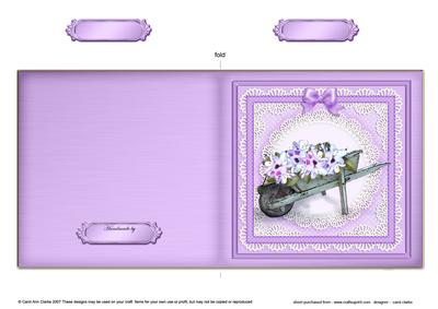 Flower Filled Wheelbarrow Cut and Fold Card