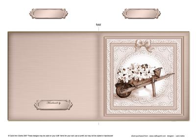 Flower Filled Wheelbarrow Cut and Fold Card