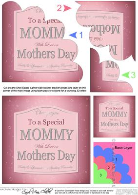 Mothers Day Mommy Pink Champers Label Shell Edged Corner Sta