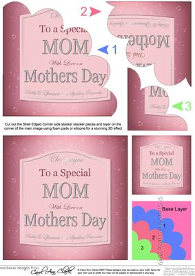 Mothers Day Mom Pink Champers Label Shell Edged Corner Sta