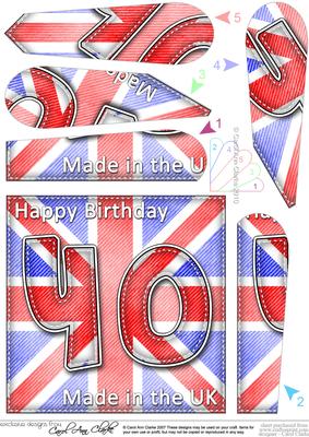 Flying the Flag Uk 40th Birthday Fan Pyramage Topper