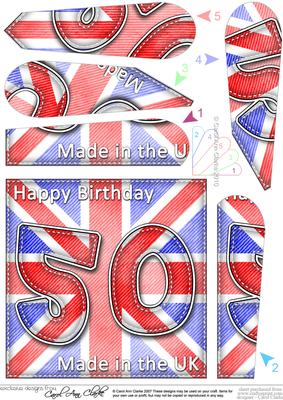 Flying the Flag Uk 50th Birthday Fan Pyramage Topper