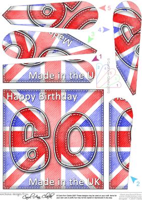 Flying the Flag Uk 60th Birthday Fan Pyramage Topper