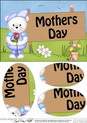A5 Teddy Ed Mothers Day Oval Pyramage Topper