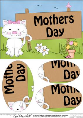 A5 Cute Cat Mothers Day Oval Pyramage Topper