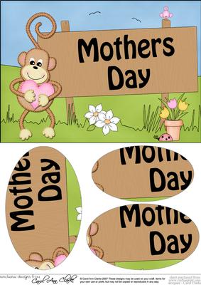 A5 Chunky Monkey Mothers Day Oval Pyramage Topper