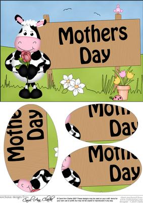 A5 Milly Moo Cow Mothers Day Oval Pyramage Topper
