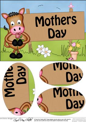 A5 Gigi Horse Mothers Day Oval Pyramage Topper