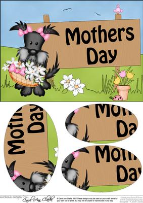 A5 Maisie Scottie Dog Mothers Day Oval Pyramage Topper
