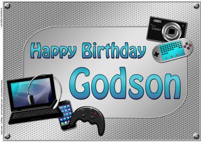 A4 Birthday Godson Gadgets N Gizmos Card Topper