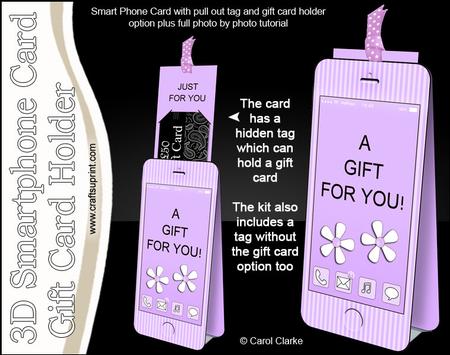 3D Smartphone Shaped Gift for You Floral Card & Gift Card