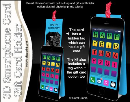 3D Smartphone Shaped Birthday Card & Gift Card Holder