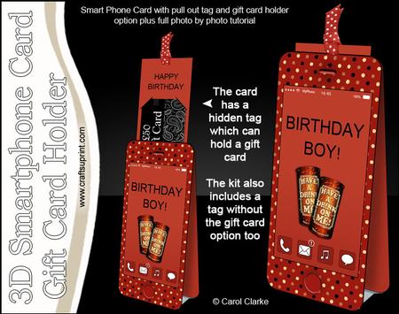 3D Smartphone Shaped Birthday Boy Beer Card & Gift Card