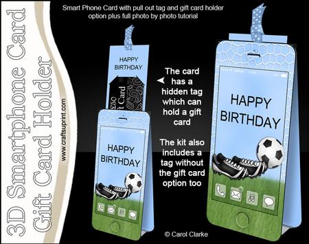 3D Smartphone Shaped Birthday Football Card & Gift Card