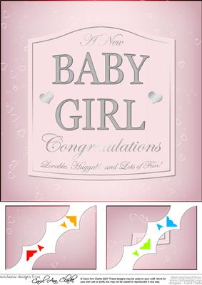 8 x 8 Baby Girl Pink Champers Label Scalloped Corner