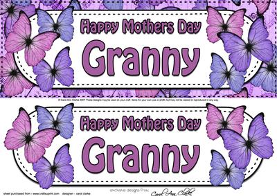 Large Dl Mothers Day Granny Floral Butterflies 3D Decoupage