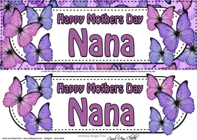 Large Dl Mothers Day Nana Floral Butterflies 3D Decoupage