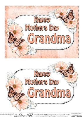 5x7 Mothers Day Grandma Flowers & Butterflies 3D Decoupage