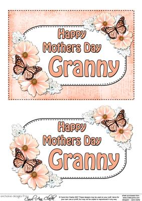 5x7 Mothers Day Granny Flowers & Butterflies 3D Decoupage