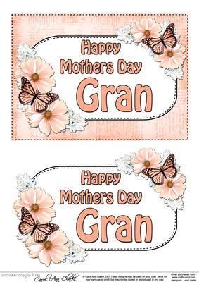 5x7 Mothers Day Gran Flowers & Butterflies 3D Decoupage