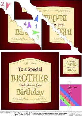 Brother Birthday Wine Label Scallop Corner Side Stacker