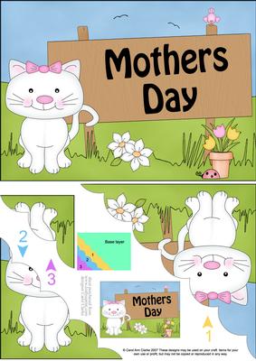 5x7 Cute Cat Mothers Day Scallop Corner