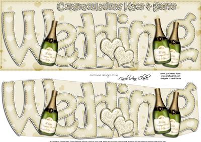 Large Dl Kate & Steve Wedding Champagne 3D Decoupage