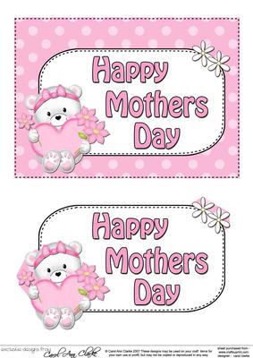 5x7 Teddy Tess Mothers Day Dots 3D Step by Step Decoupage